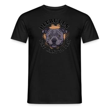 Les pit-bulls veulent juste jouer! - T-shirt homme - noir - Devant - AI Model Male 178 light (178cm)