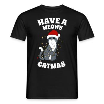 Avoir un chat de Père Noël drôle de Catmas Meowy - T-shirt homme - noir - Devant - AI Model Male 178 light (178cm)