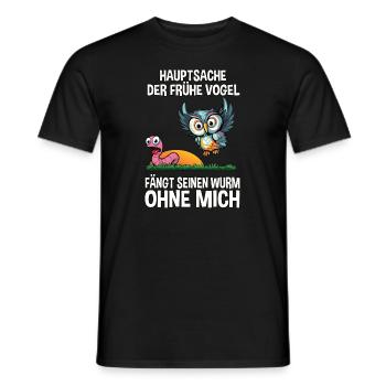 Langschläfer Morgenmuffel Vogel Wurm Spruch lustig - Männer T-Shirt - Schwarz - Vorne - AI Model Male 178 light (178cm)
