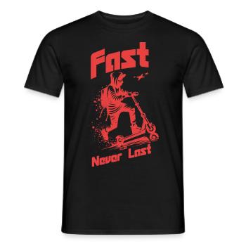 Scooter Design - Fast never last - Männer T-Shirt - Schwarz - Vorne - AI Model Male 178 light (178cm)