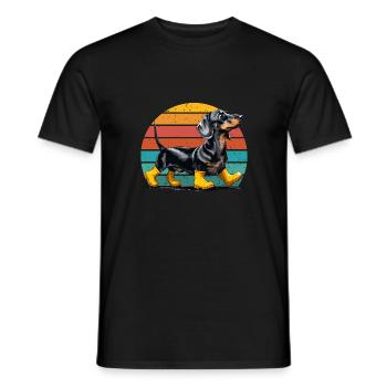 Dog Dachshund Dachshund Lover Rubber Boots Funny - Men's T-Shirt - black - Front - AI Model Male 178 light (178cm)
