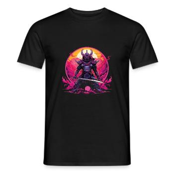 Robotic Samurai With Sword And Synthwave Armor - Männer T-Shirt - Schwarz - Vorne - AI Model Male 178 light (178cm)