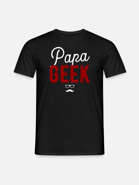 Papa geek cadeau - T-shirt homme - noir