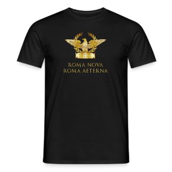 aquila romana, SPQR, "Roma nuova, Roma eterna" oro - T-shirt homme - noir - Devant - AI Model Male 178 light (178cm)