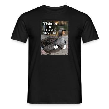 This is a Birds world bird funny pigeon - Men's T-Shirt - black - Front - AI Model Male 178 light (178cm)