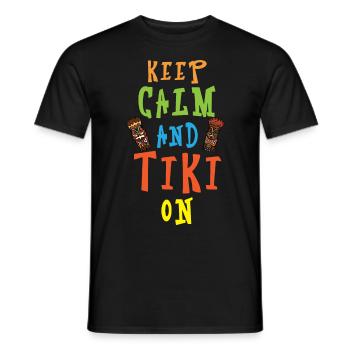 Stay calm and do tiki Hawaiian luau p - Men's T-Shirt - black - Front - AI Model Male 178 light (178cm)