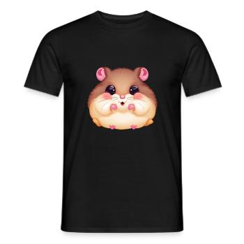 Cute hamster with full cheeks - - Men's T-Shirt - black - Front - AI Model Male 178 light (178cm)