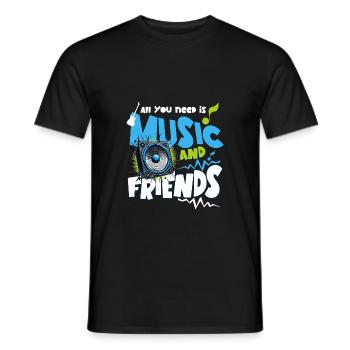 Alles, was du brauchst, ist Musik und Freunde, coole Beat-Liebhaber - Männer T-Shirt - Schwarz - Vorne - AI Model Male 178 light (178cm)