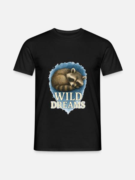 Wild Dreams – Sleeping Raccoon Watercolor - Men's T-Shirt - black