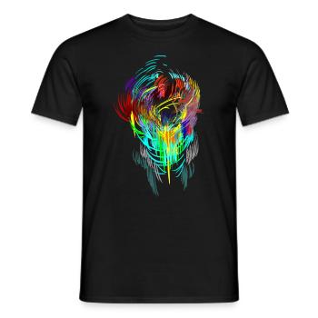 Neon - mask sci-fi psychedelic techno gamer head - Men's T-Shirt - black - Front - AI Model Male 178 light (178cm)