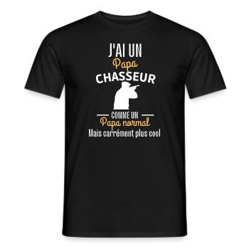 J ai un papa chasseur très cool - T-shirt homme - noir - Devant - AI Model Male 178 light (178cm)