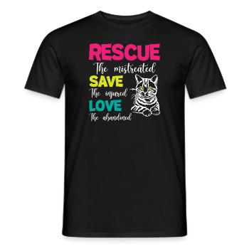 Rescue Save Love Cats - Männer T-Shirt - Schwarz - Vorne - AI Model Male 178 light (178cm)