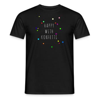 HAPPY WITH KONFETTI, Geschenkidee - Männer T-Shirt - Schwarz - Vorne - AI Model Male 178 light (178cm)
