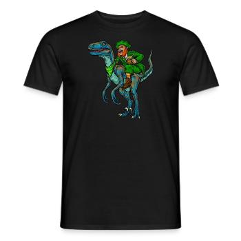 Leprechaun Reitet Velociraptor | St. Patrick's Day - Männer T-Shirt - Schwarz - Vorne - AI Model Male 178 light (178cm)
