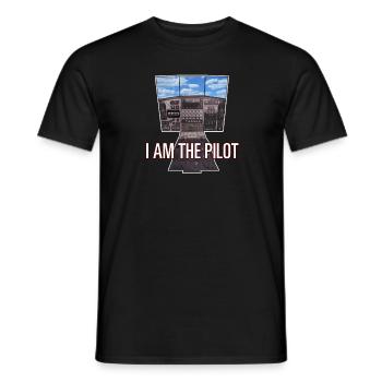 JE SUIS LE PILOTE, Jeu en 3D, Cockpit Sky - Cadeau - T-shirt homme - noir - Devant - AI Model Male 178 light (178cm)