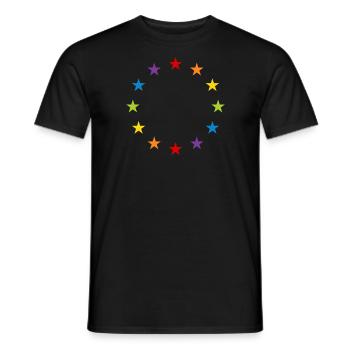 LGBT Gay Pride Stars Rainbow Europe Flag EU - Men's T-Shirt - black - Front - AI Model Male 178 light (178cm)