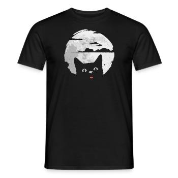 Le chat dérange la pleine lune - provoque une éclipse lunaire - T-shirt homme - noir - Devant - AI Model Male 178 light (178cm)