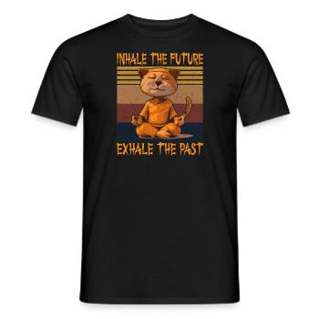 Inhale the Future Meditation Yoga Cat - Männer T-Shirt - Schwarz - Vorne - AI Model Male 178 light (178cm)