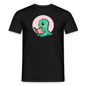 Mignon livre lisant Dinosaure - T-shirt homme - noir - Devant - AI Model Male 178 light (178cm)