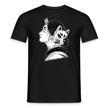 Schädel Skull Horror Skelett Halloween Geisha - Männer T-Shirt - Schwarz - Vorne - AI Model Male 178 light (178cm)