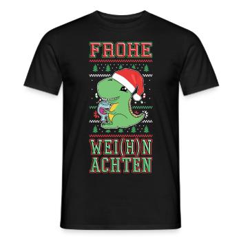 Dino Wine Joyeux Noël Noël drôle - T-shirt homme - noir - Devant - AI Model Male 178 light (178cm)