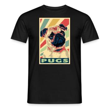 Pugs colores vintage - T-shirt homme - noir - Devant - AI Model Male 178 light (178cm)