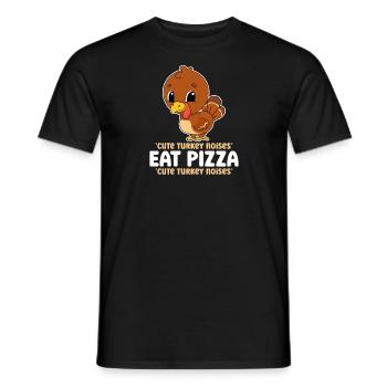 Cute Thanksgiving Turkey Eat Pizza Adult Vegan - Männer T-Shirt - Schwarz - Vorne - AI Model Male 178 light (178cm)
