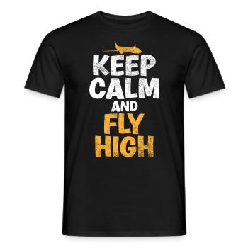 Keep Calm & Fly High Proverbe amusant du - T-shirt homme - noir - Devant - AI Model Male 178 light (178cm)