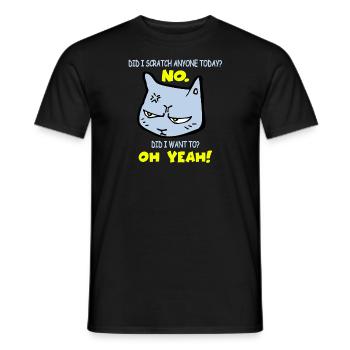 Sarcastic Funny Cat Scratched Today Cat - Men's T-Shirt - black - Front - AI Model Male 178 light (178cm)