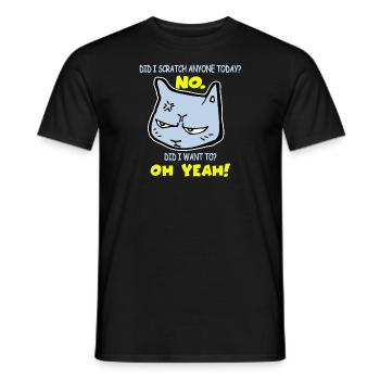 Sarcastic Funny Cat Scratched Today Cat - Men's T-Shirt - black - Front - AI Model Male 178 light (178cm)