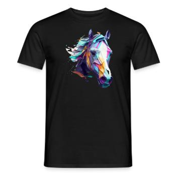 Wunderschönes Pferdekopf-Mosaik-Design - Männer T-Shirt - Schwarz - Vorne - AI Model Male 178 light (178cm)