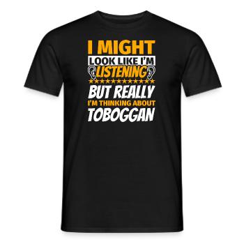 Toboggan funny gift - Men's T-Shirt - black - Front - AI Model Male 178 light (178cm)