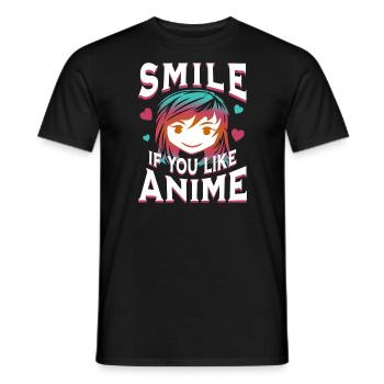 Smile if you like anime - Men's T-Shirt - black - Front - AI Model Male 178 light (178cm)