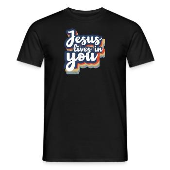 Jésus vit en toi Bible chrétienne - T-shirt homme - noir - Devant - AI Model Male 178 light (178cm)