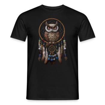 Eule Traumfänger Vogel Federn - Männer T-Shirt - Schwarz - Vorne - AI Model Male 178 light (178cm)