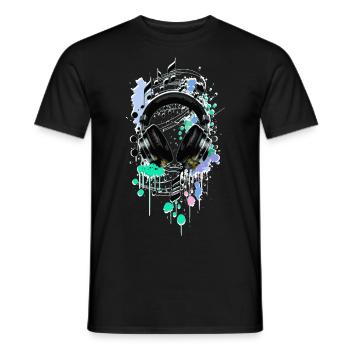 Kopfhörer - Männer T-Shirt - Schwarz - Vorne - AI Model Male 178 light (178cm)