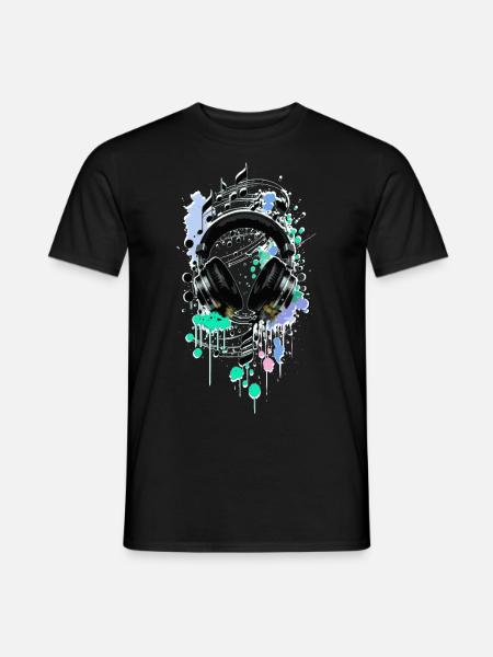 Kopfhörer - Männer T-Shirt - Schwarz