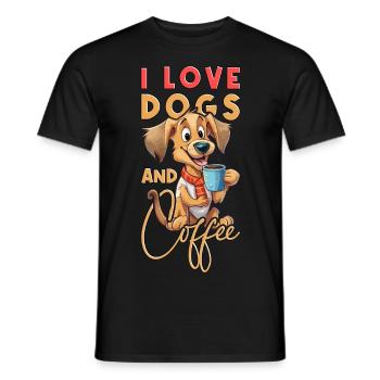 Dog Coffee I Love Dogs And Coffee Saying Funny - Men's T-Shirt - black - Front - AI Model Male 178 light (178cm)