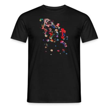 Fleurs,Abstrait,Floral,Peinture,Fleur,Vigne,Rouge - T-shirt homme - noir - Devant - AI Model Male 178 light (178cm)