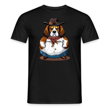 Fat Beagle Cowboy - Men's T-Shirt - black - Front - AI Model Male 178 light (178cm)