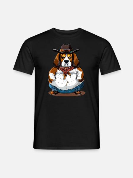 Fat Beagle Cowboy - Men's T-Shirt - black