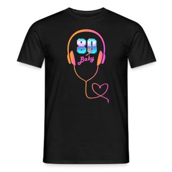 80's Baby Headphones Music Retro Party - T-shirt homme - noir - Devant - AI Model Male 178 light (178cm)