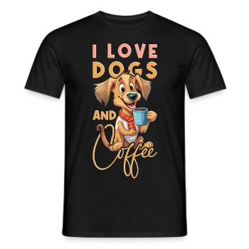Dog Coffee I Love Dogs And Coffee Saying Funny - Men's T-Shirt - black - Front - AI Model Male 178 light (178cm)
