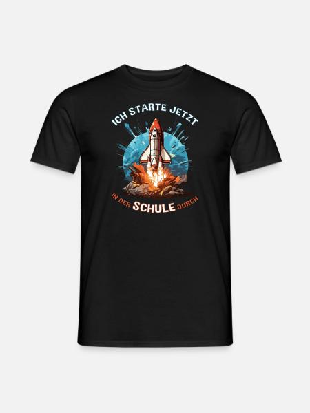 Kinder Tschüss Kindergarten Rakete Schulkind 2023 - Männer T-Shirt - Schwarz