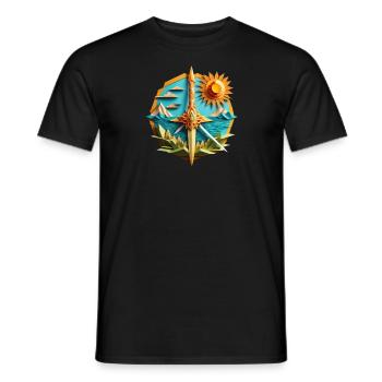 Summer beach origami sword - Men's T-Shirt - black - Front - AI Model Male 178 light (178cm)