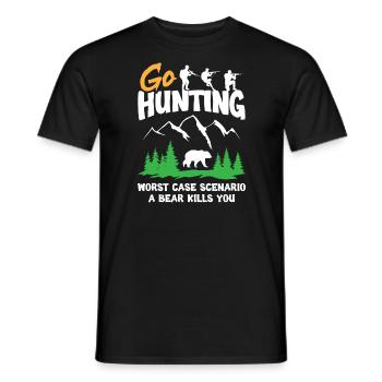 Allez à la chasse dans le pire des cas l’ours vous tue - T-shirt homme - noir - Devant - AI Model Male 178 light (178cm)