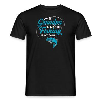 Opa ist mein Name Angeln ist mein Spiel - Männer T-Shirt - Schwarz - Vorne - AI Model Male 178 light (178cm)