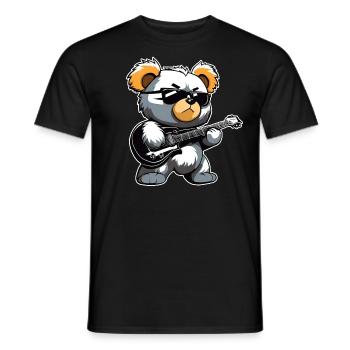 Heavy Metal Teddy Bär mit E-Gitarre - Männer T-Shirt - Schwarz - Vorne - AI Model Male 178 light (178cm)