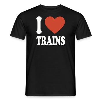 I love trains - Männer T-Shirt - Schwarz - Vorne - AI Model Male 178 light (178cm)
