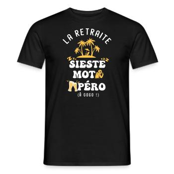 motard humour retraite sieste moto apéro - T-shirt homme - noir - Devant - AI Model Male 178 light (178cm)